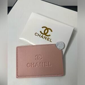 CHANEL Compact Mirror card size travel leather purple pink beauty makeup